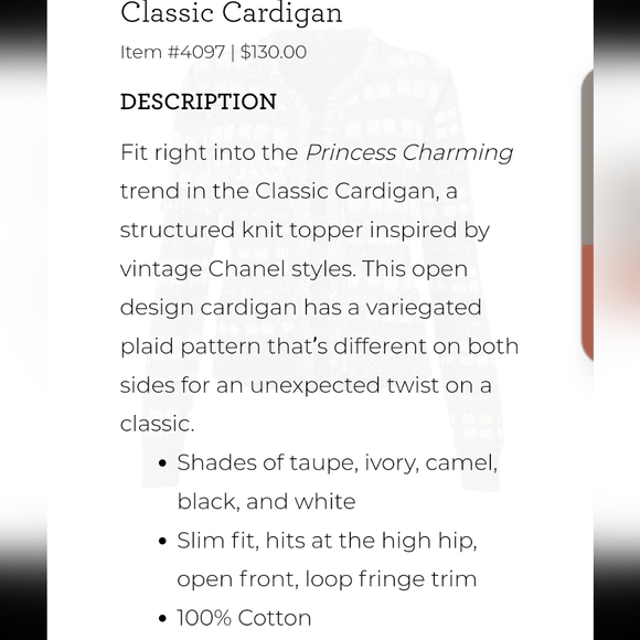 CAbi Classic Cardigan Size L - Picture 2 of 4